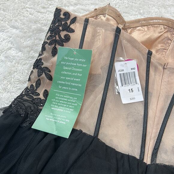 BA Nites mesh and embroidery tulle tutu strapless cocktail party dress, 15 NWT - Picture 7 of 12